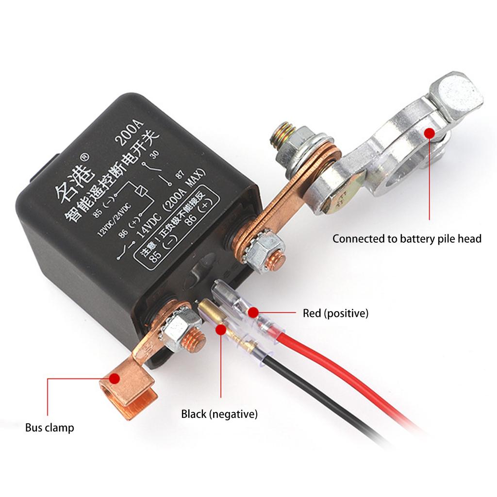 12V 200A Universal Batterie Schalter Relais Integrierte Drahtlose Fernbedienung Trennen Cut Off Isolator Master
