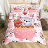 Cartoon Koala Kids Bedspread Cover, Lovely Koala Comforter Cover For Children Toddler Nursery Charming Bear Quilt Cover With Pillowcase