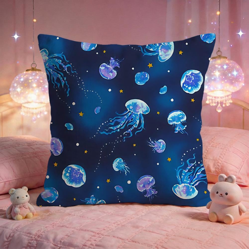Dreamy Jellyfish Glow Cushion Cover Premium Comfort Reversible Pillow Cove Two in One Design for Any Room  Car Interior