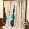 Nuevas Cortinas de Doble Capa con Velcro Blackout y Visillo Estilo Francés para Ventanas de Mirador - Instalación Fácil Sin Taladrar