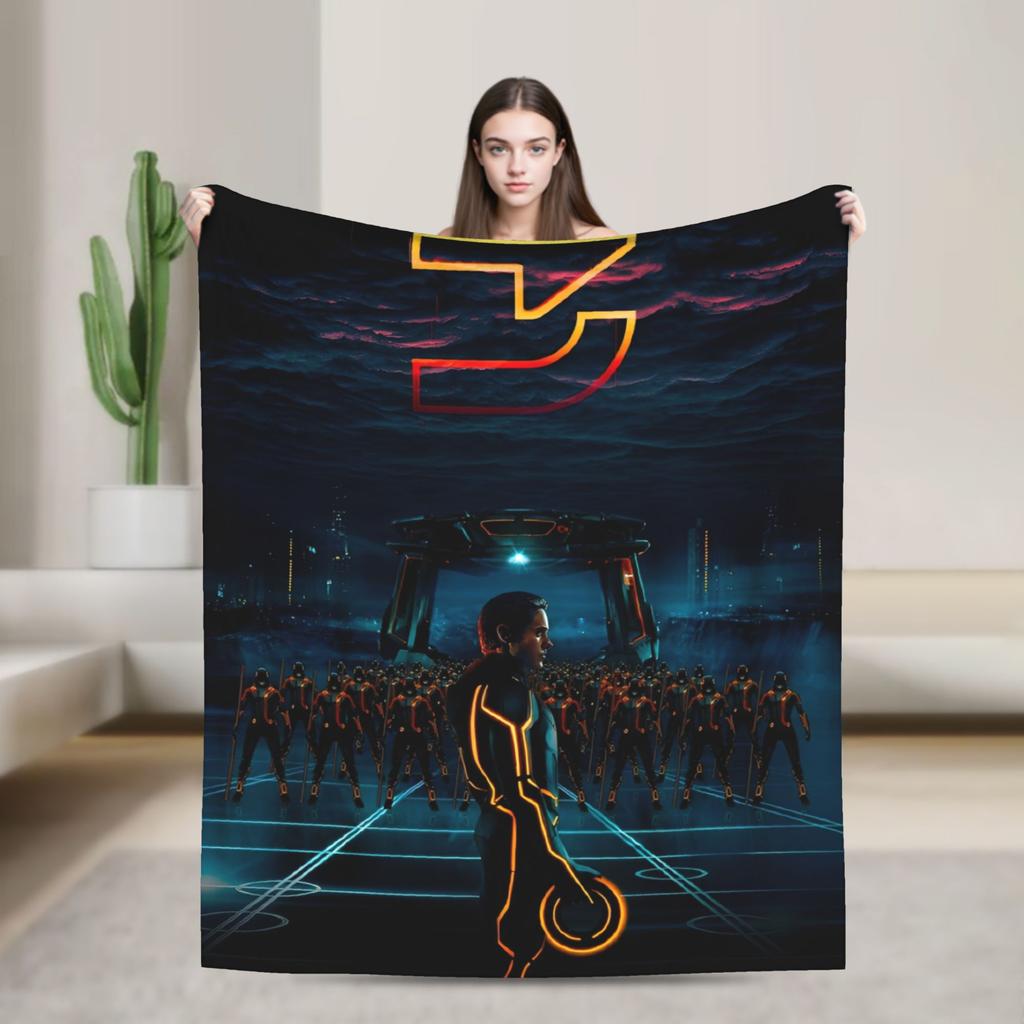TRON Ares Lightcycle Dillinger Systems Blanket Fleece Printed MCP Movie Multi-function Warm Throw Blankets for Bedspread