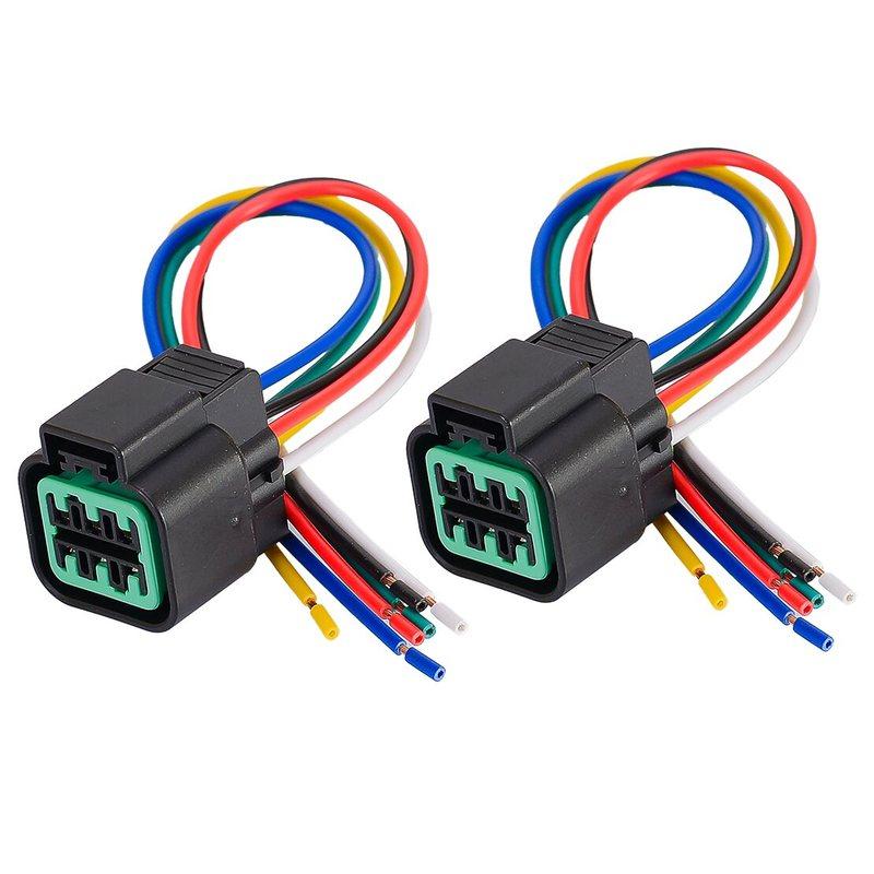 PB62506027 6 Way 2Pcs Headlight Headlamp Connector Adapter Harness Cable Wire Wiring Plug Pigtail Fit for Kia Sportage 2005-2010
