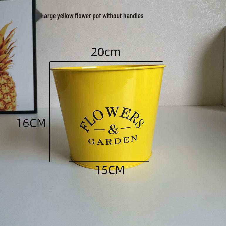 Tin Flower Pot with Hemp Rope Succulent Holder - European Pastoral Wrought Iron Bucket