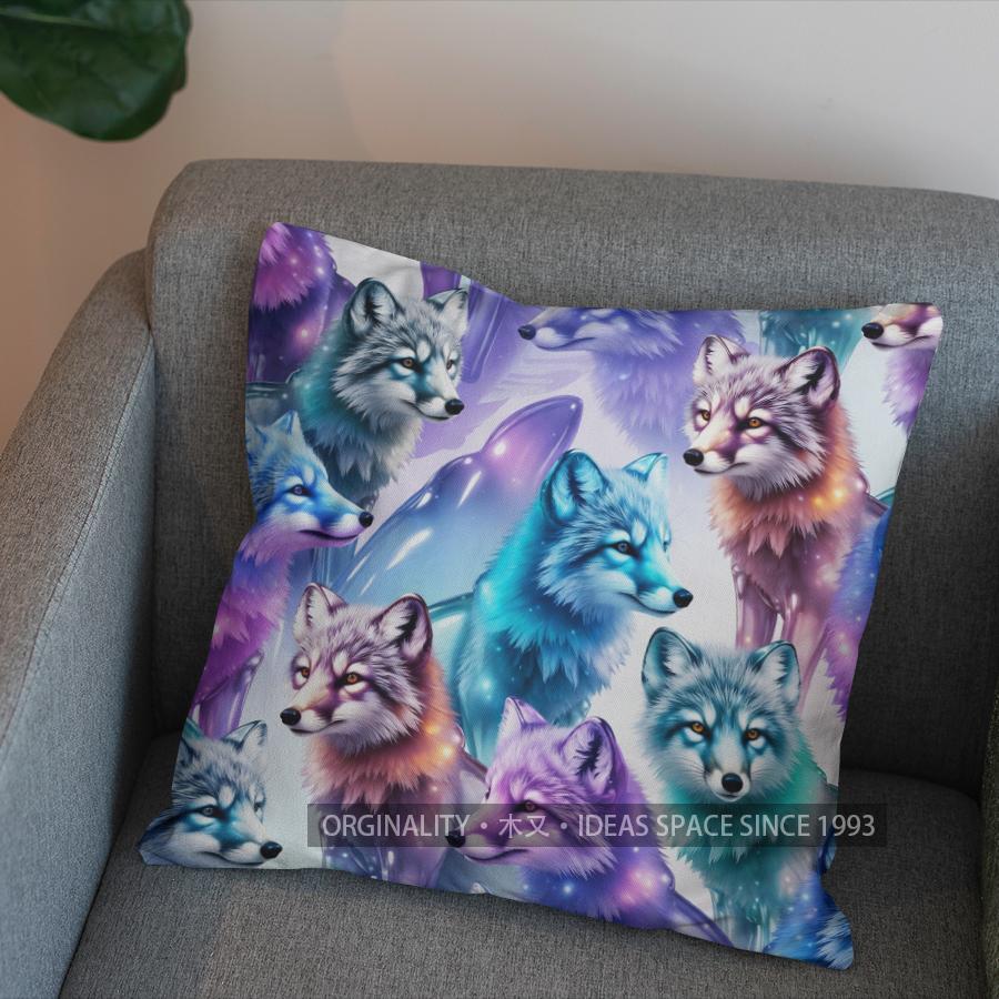 2D Buntes Geometrisches Fuchs Muster Kissenbezug Muster Kissenhülle Geeignet für Sofa Schlafzimmer Auto Kissenbezug