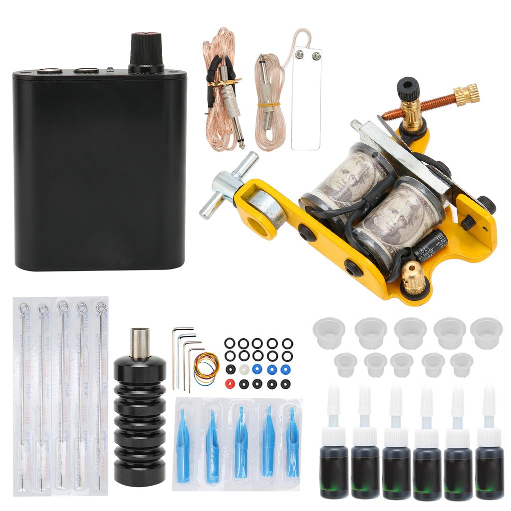 Tattoo Complete Starter Tattoo Kit Professional Coil Tattoo Machine Foot Pedal Needles Grip Power