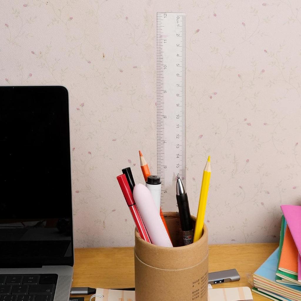 30 Balení Priehľadné Plastové Pravítko 12 Palcové so Zentimetrami a Milimetrami, Metrické Pravítka Hromadne pre Deti Školskú Triedu Školu Kanceláriu