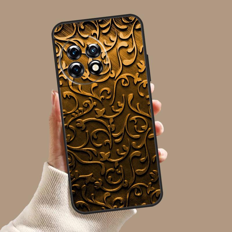 Gold Floral Pattern Case For OnePlus Nord CE 5 2 3 4 Lite N30 OnePlus 13 11 12 15 13T 13R 10T 12R 9 10 Pro Cover