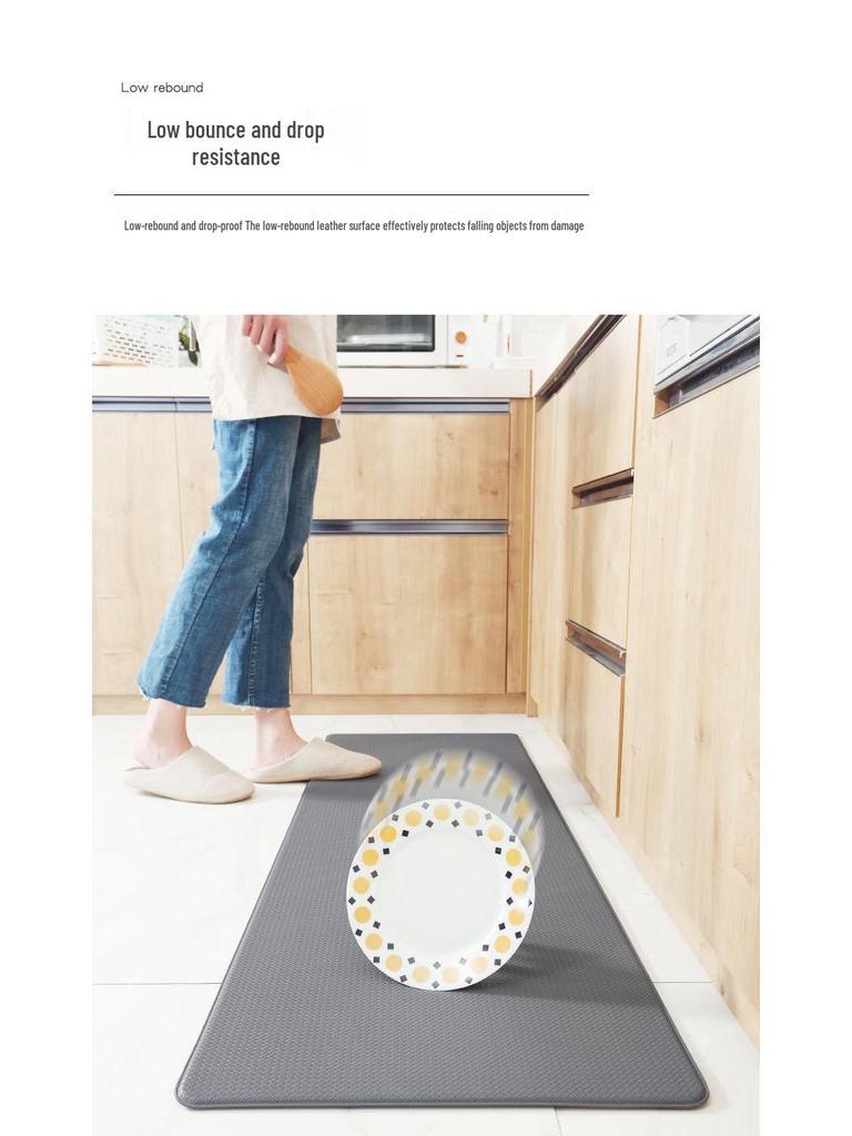 Waterproof Non-slip PVC Floor Mat: Oil-proof, Wipeable Leather, Dirt-resistant, Anti-fatigue.