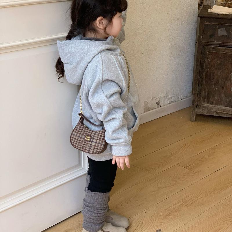 New Mini Children's and Girls' Fashion Accessories Bag Crescent Bag Plaid Leopard Print Crossbody Women's Small Shoulder Bag