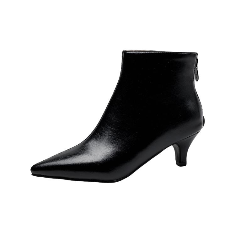 

QUTAA 2025 Women News Ankle Boots Chunky High heel Zipper Pointed toe High Heels Shoes Autumn Black Winter Boots Size 34-39 3