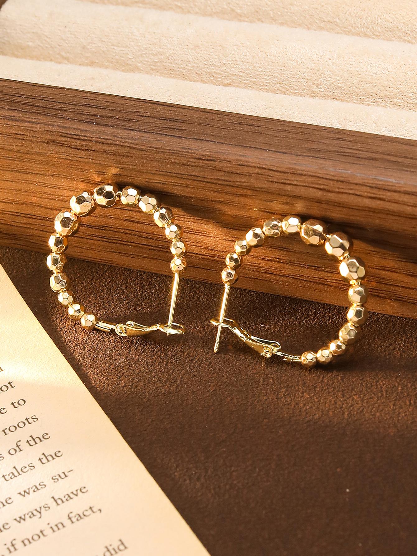 Time Comes And Goes, Bead Earrings, Premium Ear Buckles, Light Luxury Niche Earrings, 925 Silver Needle Earrings, Fashionable And Versatile Earrings.