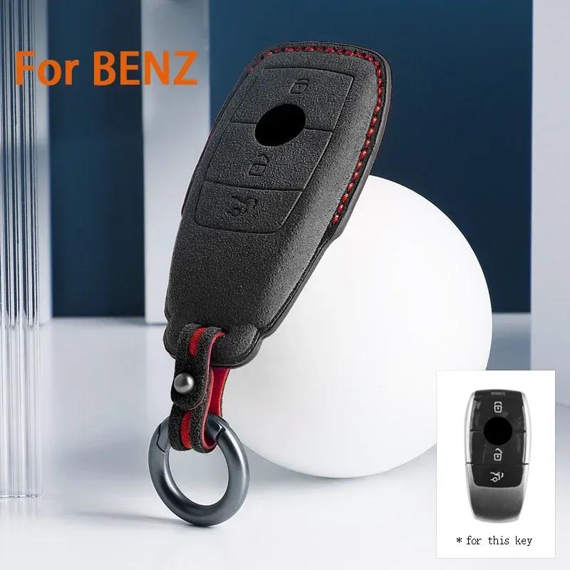 Für Mercedes Benz A C E S G-Klasse GLC CLE CLA GLB GLS W177 W205 W213 W222 X167 AMG Wildleder Leder Auto Schlüsselanhänger Hülle Schlüsselanhänger
