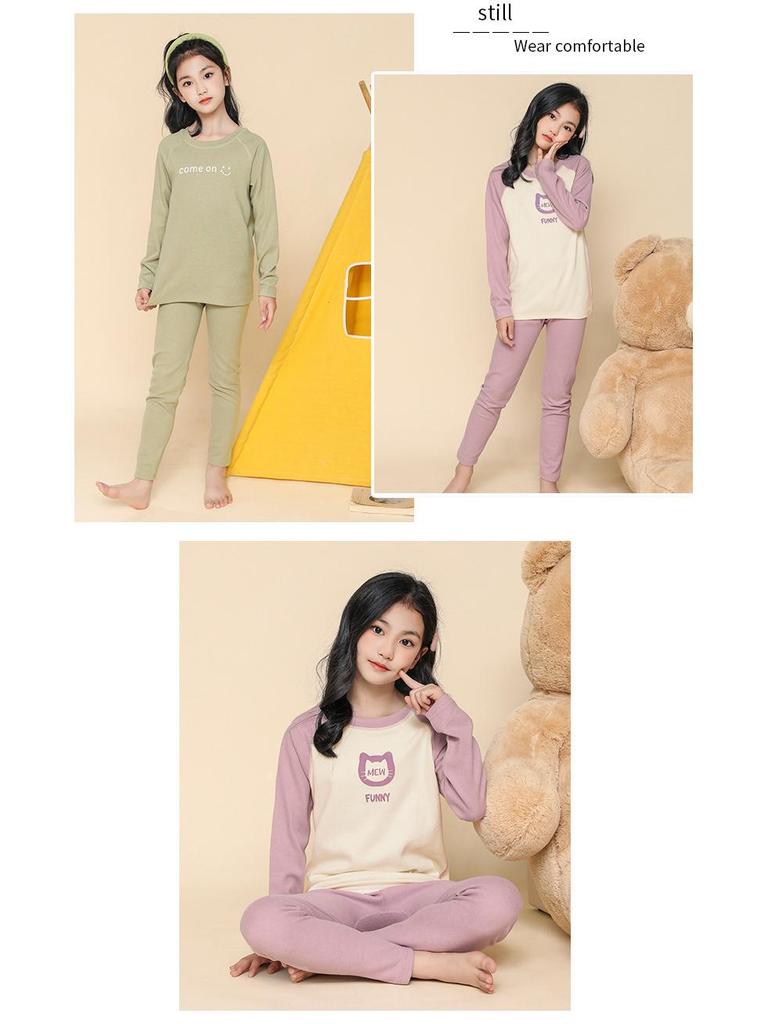 Girls' Thickened Velvet Pajama Set: Warm Autumn/Winter Sleepwear for Teens & Kids