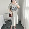 Pure Cotton Short Sleeve Breastfeeding Dress - Mid-Length Maternity/Postpartum Nightdress for Hot Mom Style
