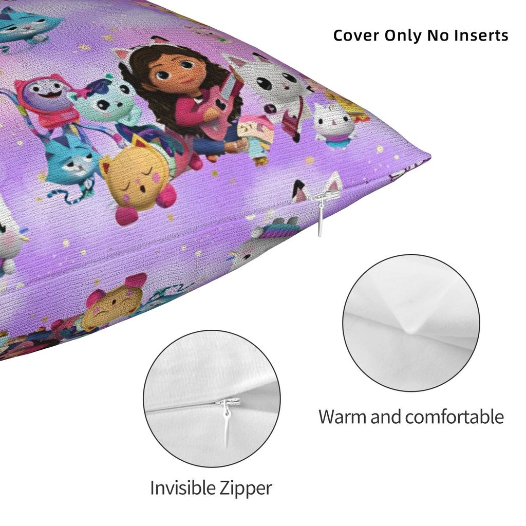 Gabby Dollhouse Square Pillow Case Cushion Covers Creative Polyester Decorative Pillowcase for Car 45x45cm