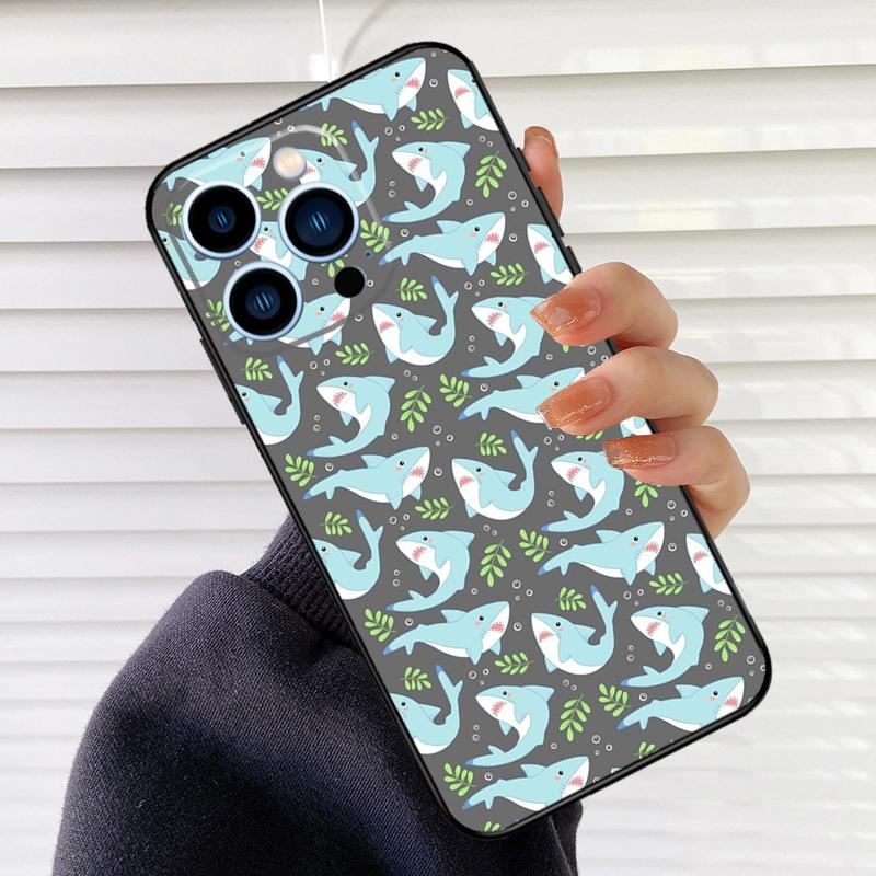 Cartoon Sharks Phone Case For iPhone 17 16 15 14 13 12 11 Pro Max mini 15 16 Plus 16e 17 Air Cover Fundas