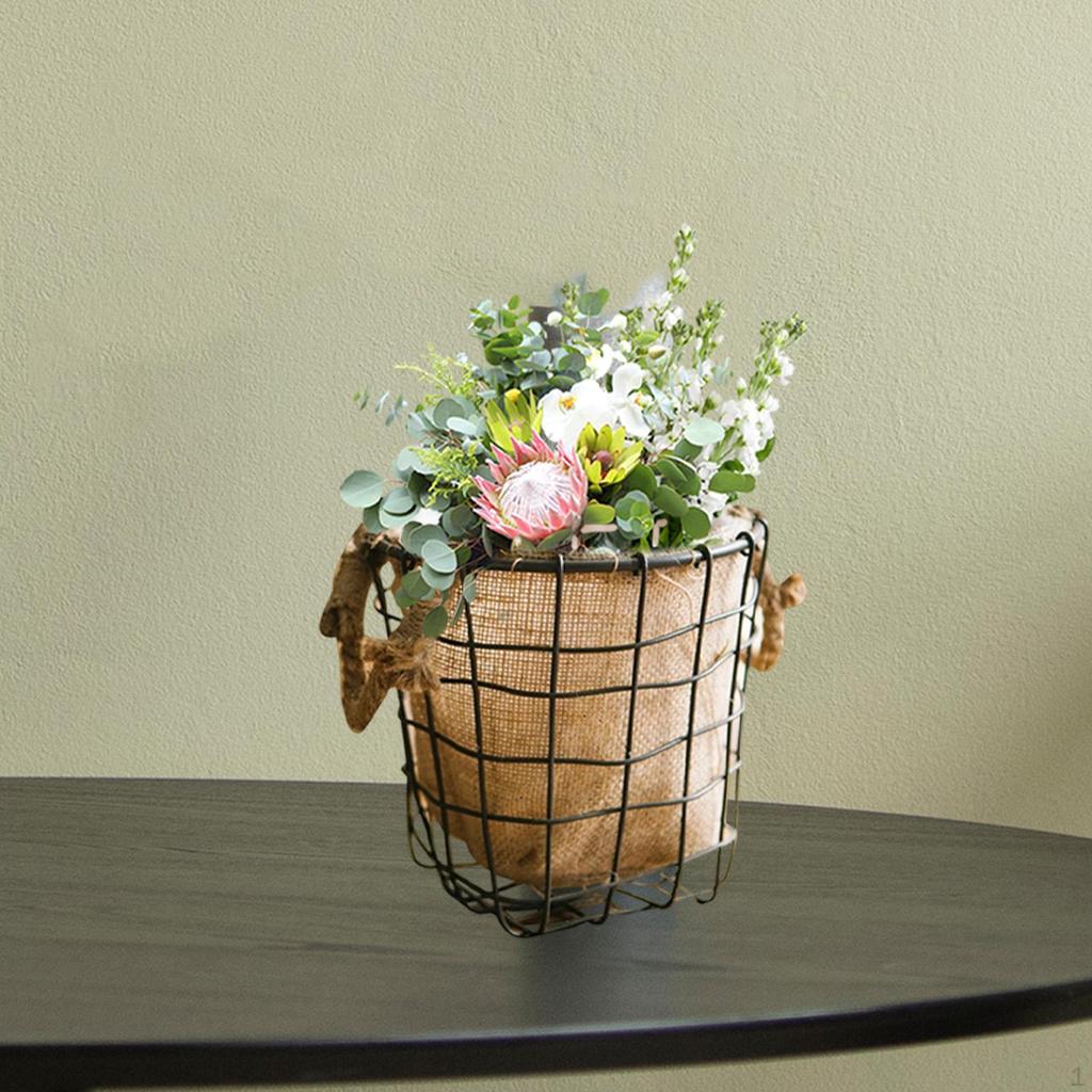 Crafted Iron Basket for Plant Arrangement In Living Room or Balcony