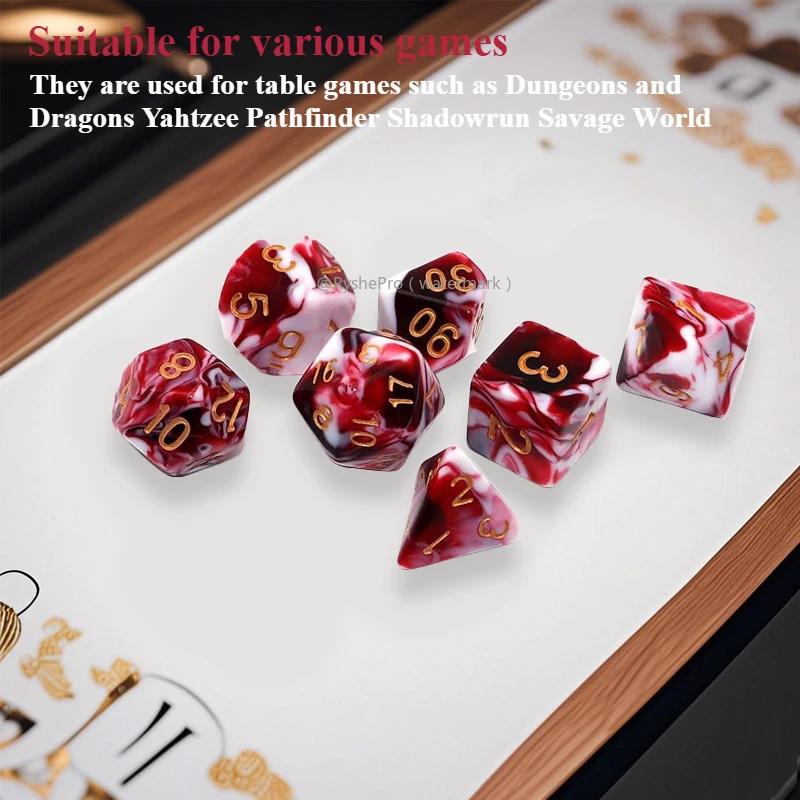 7pcs 16mm Polyhedral Dice Set  Acrylic Dices for Dungeons and Dragons DND RPG Role Playing Table Games Rolling Dice