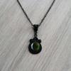 Black Pendant Necklace with Green Gemstone - Witchcraft Gothic Style
