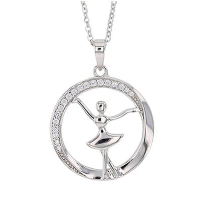 [Q9401] - Handcrafted Silver Necklace 'Danseuse Etoile' Silver-white (rhodium-plated) - 20 Mm