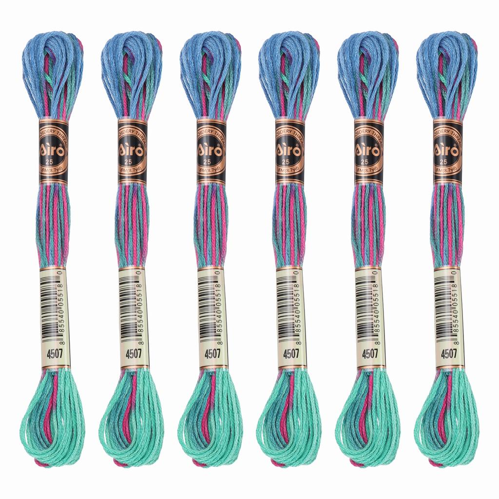 6 Skeins Embroidery Floss, Gradient Colors Polyester Embroidery Threads Bracelets String for Cross-Stitch Hand Embroidery