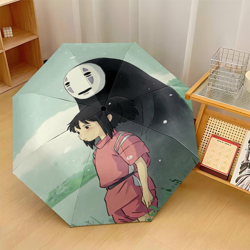 Spirited Away Windproof Auto 8 Rib Folding Umbrella Portable Outdoor Parasol