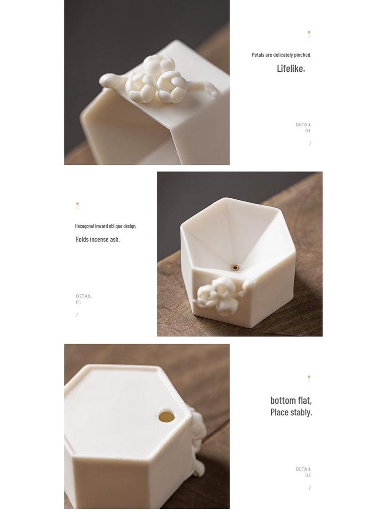 Handcrafted White Porcelain Plum Blossom Incense Holder for Home Decor