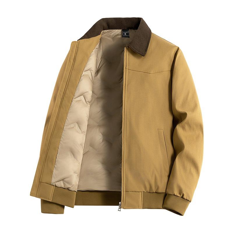 Wrinkle-resistant Down Jacket Men s Winter Lapel % White Duck Down Cold-resistant Loose Thickened Solid Color Jacket M