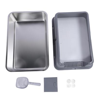 Enclosed Stainless Steel Cat Litter Box Top Entry Anti Splashing Extra Large Metal Kitty Litter Box