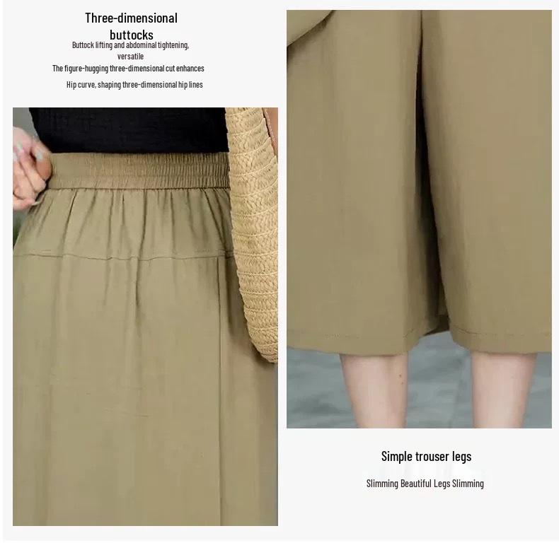 Hohe Taille Sommer Sonnenschutz Rockhose für Damen - Schlitz, Schlankmachend und Design für breite Hüften