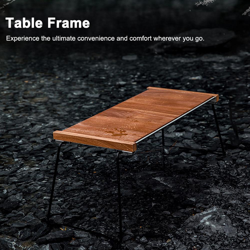 

Outdoor Folding Table, Camping Table with 6 Wooden Boards Sturdy Steel Frame for Backyard Barbecue