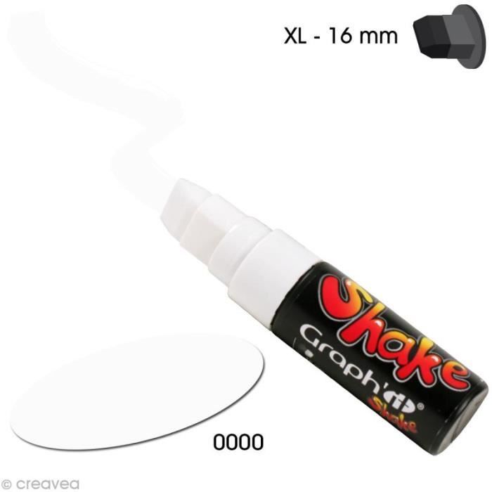 Graph'it shake 16 mm Marqueur peinture Graph'it Shake à base d'eau, - Couleur : Blanc - Code : 0000 - Pointe : XL 5-16 mm - ous