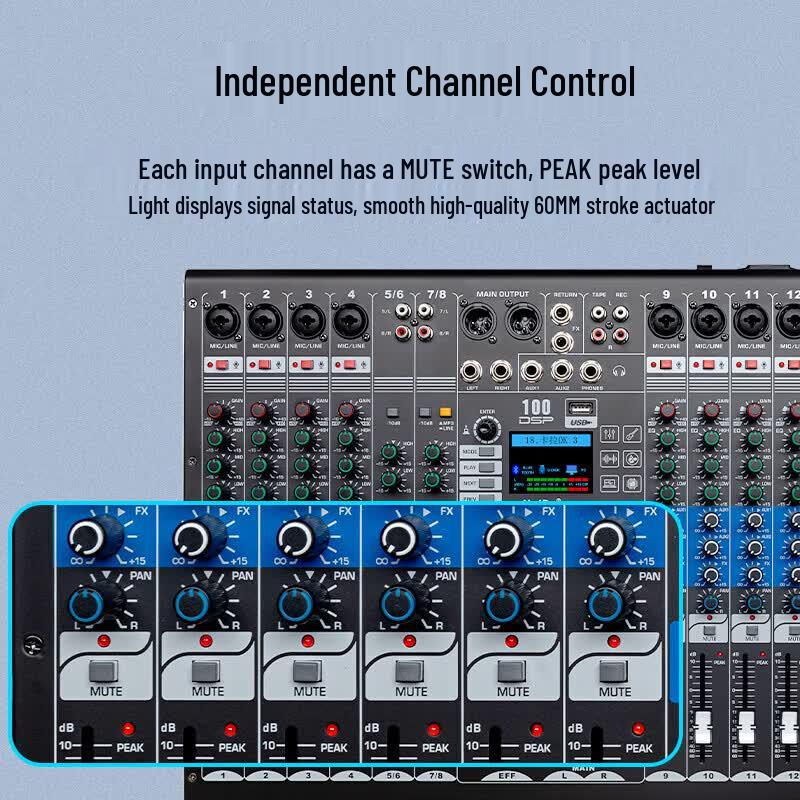HuiDu HL-W8 Professional 8-Channel Audio Mixer with DSP (CN Version)