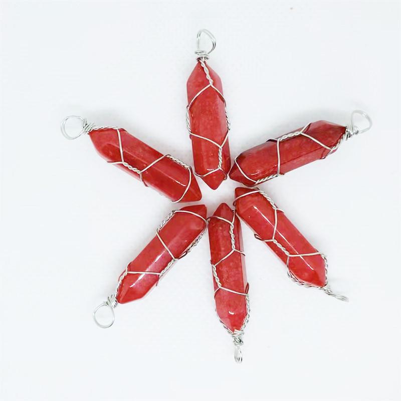 Hexagonal Double-Ended Crystal Pendant DIY Jewelry Accessory