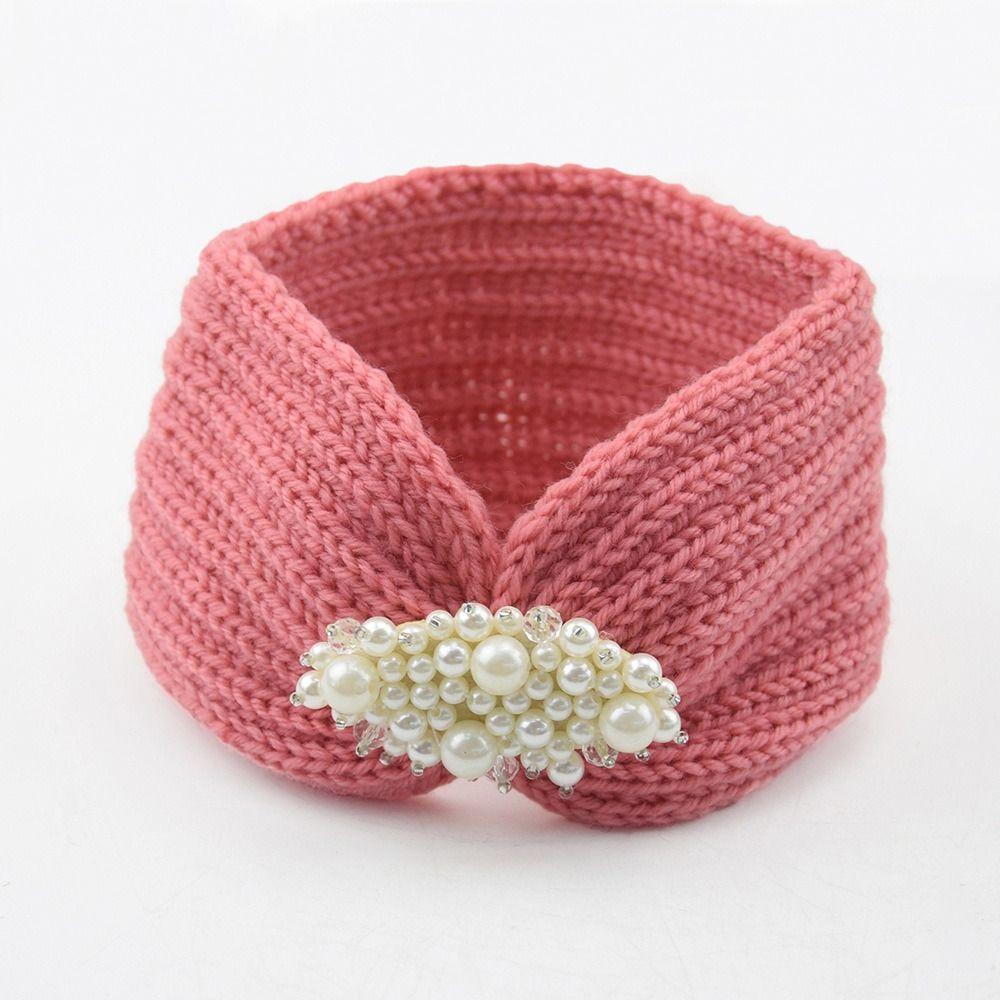 Pearl Crochet Woolen Wide Hairband Head Wrap Knitting Turban Knitted Headbands