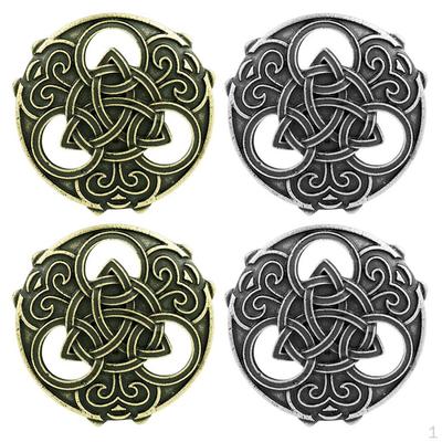 4 Pack Medieval Viking Shield Brooch, Clothes Fasteners - Cloak, Shawl, Scarf Pin, Vintage Lapel Pin
