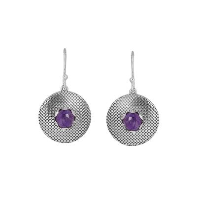 Amethyst Silver Earring, February Birthstone Jewelry, 925 Sterling Silver Handmade Jewelry, Silver Dangle Earring