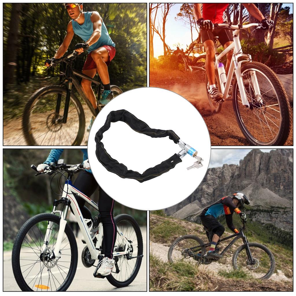 Fahrradkettenschloss, Diebstahlsicherung, Sicherheitsschloss mit 2 Schlüsseln für Fahrräder, Motorräder, Türen