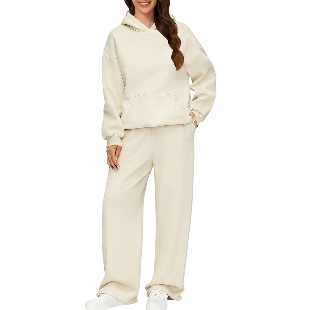 Womens 2 Piece Outfits Hoodie Sweatsuit Sets Oversized Sweatshirt Baggy Fall Fashion Sweatpants With Pockets