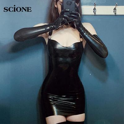 Korsett Kleid Damen Kleid Gothic Leder Mädchen Tube Strap Enges Kleid Anzug Party Club Tragen Schlankes Enges Kleid Sexy Cosplay Kostüm