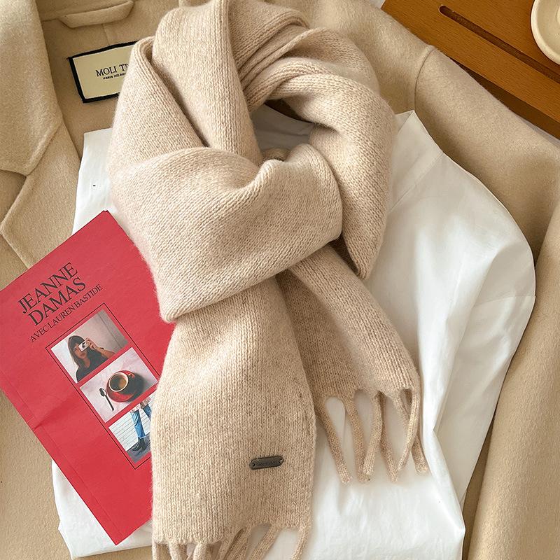 

Wool Solid Color Soft Scarf Women Fashion Tassel Winter Wrap Warm Head Scarves Femal Neckerchief One Size