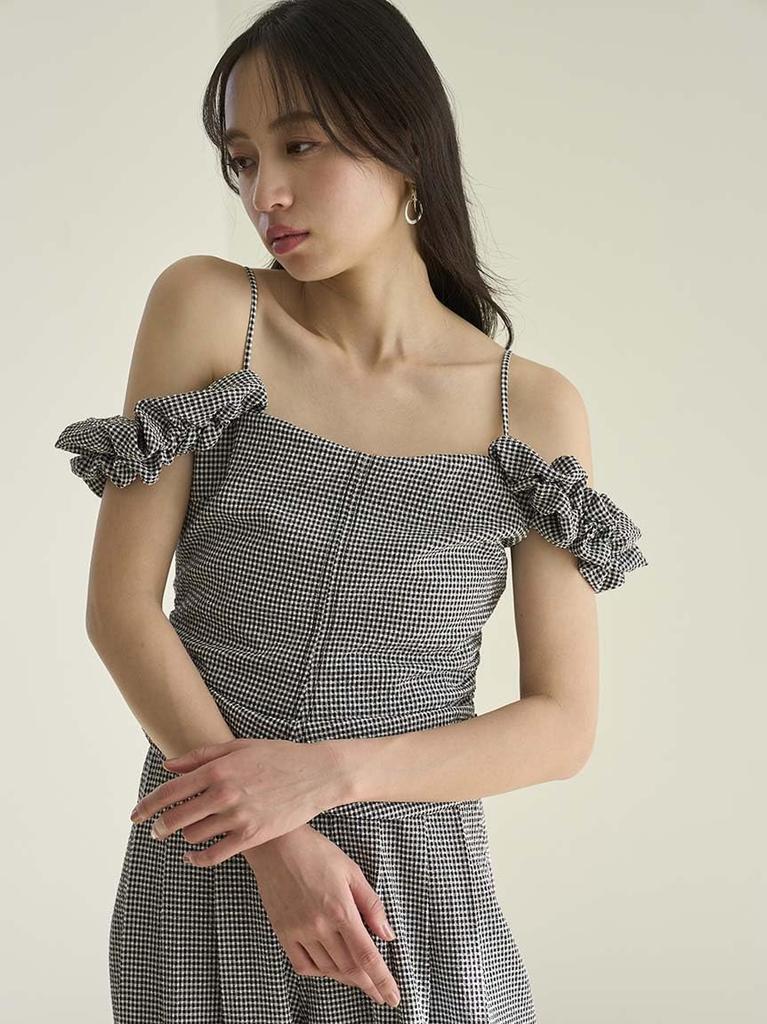 Snidel Design Bluse mit Puffärmeln SWFB252096 Karomuster für Damen