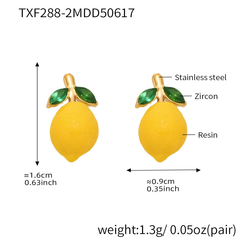 Nivora Resin Fruit Lemon Pendant Necklace For Women Imitation Zircon Stainless Steel Zircon Handmade Strand Beads Choker Zircon