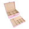 Double Layer Jewelry Box Soft PU Leather Jewelry Storage Organizer with Lock for Necklace Bracelet Earrings Pink
