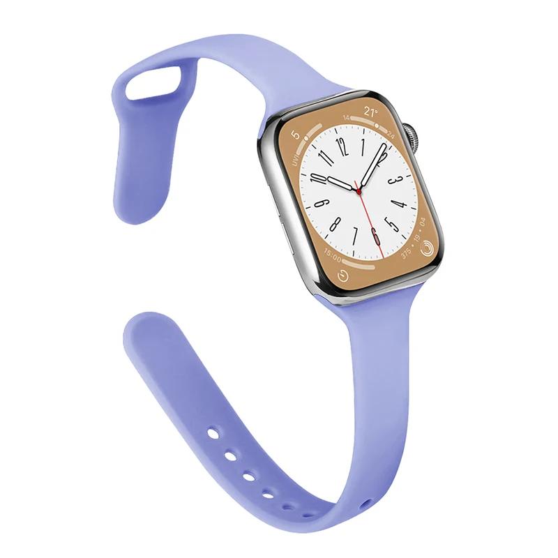 Slim Strap for Apple Watch Band 44mm 40mm 38mm 42mm Ultra 49mm Silicone Bracelet Correa iWatch Series 6 Se 5 4 3 7 8 45mm 41mm