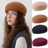 Autumn Winter 100% Wool Felt Blocked Beret Women Bread Pumpkin Berets British Style Ladies Painter Pillbox Hat Fashion Fedora