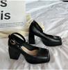 Internet celebrity square head small thick heel high heels women's autumn and winter 2025 new shallow French retro Mary Jane shoes