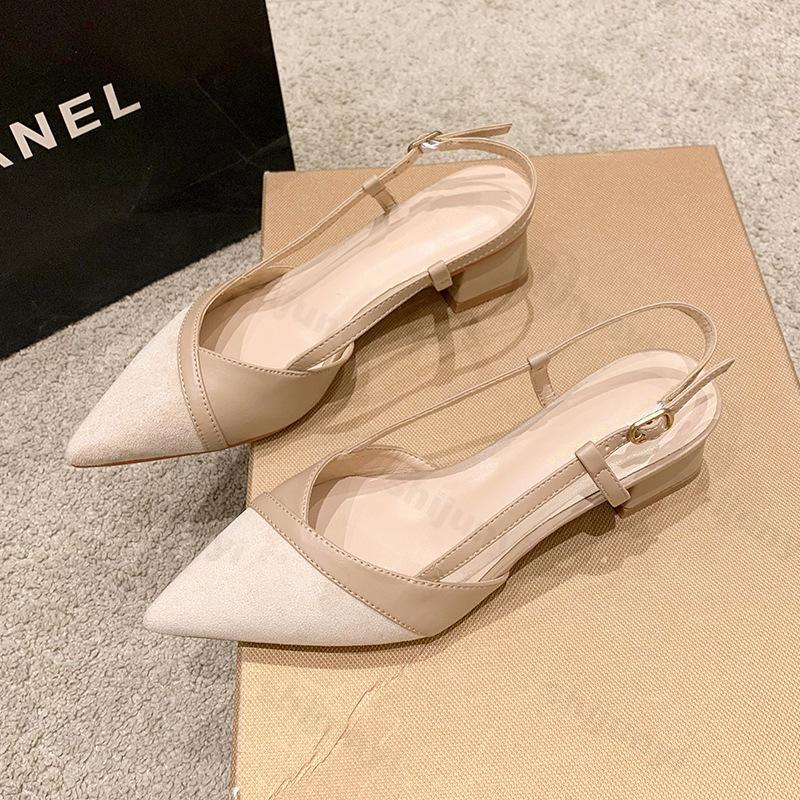Women Sexy Chunky Heel Shoes Women Summer Pointed Toe Dress Slippers Designer 2025 New Party Pumps Walking Femme Zapatos Slides