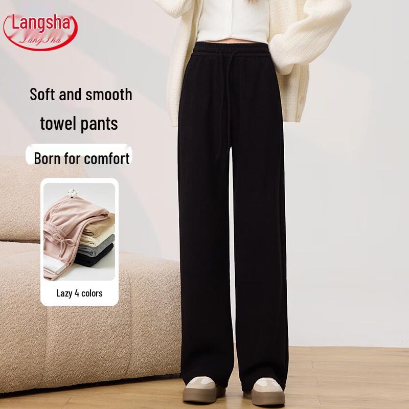 

Langsha Women s Thickened Towel Fabric Straight-Leg Pants XL