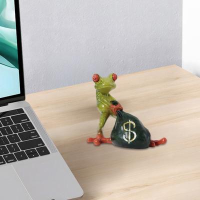 Money Bag Frog Figurine Bring Good Luck Wealth Resin Cartoon Frog Statue Home Office Desktop Decoration Ornament